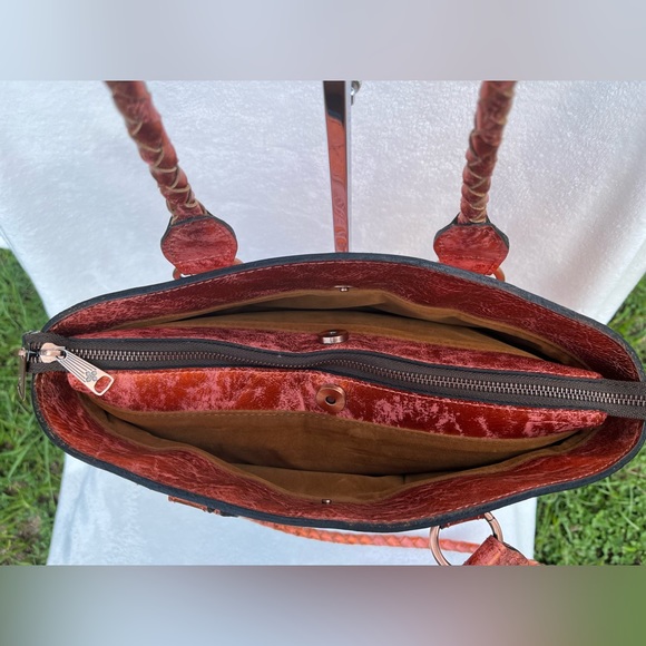 Patricia Nash Zorita Satchel Metallic Burnished Tooled Leather Purse - Picture 7 of 14